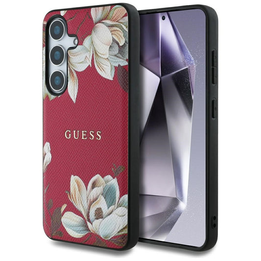 Etui MagSafe dla Samsung Galaxy S25 S931, Guess, Grained Flowers, Fuksja