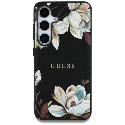 Etui MagSafe dla Samsung Galaxy S25 S931, Guess, Grained Flowers, Czarne