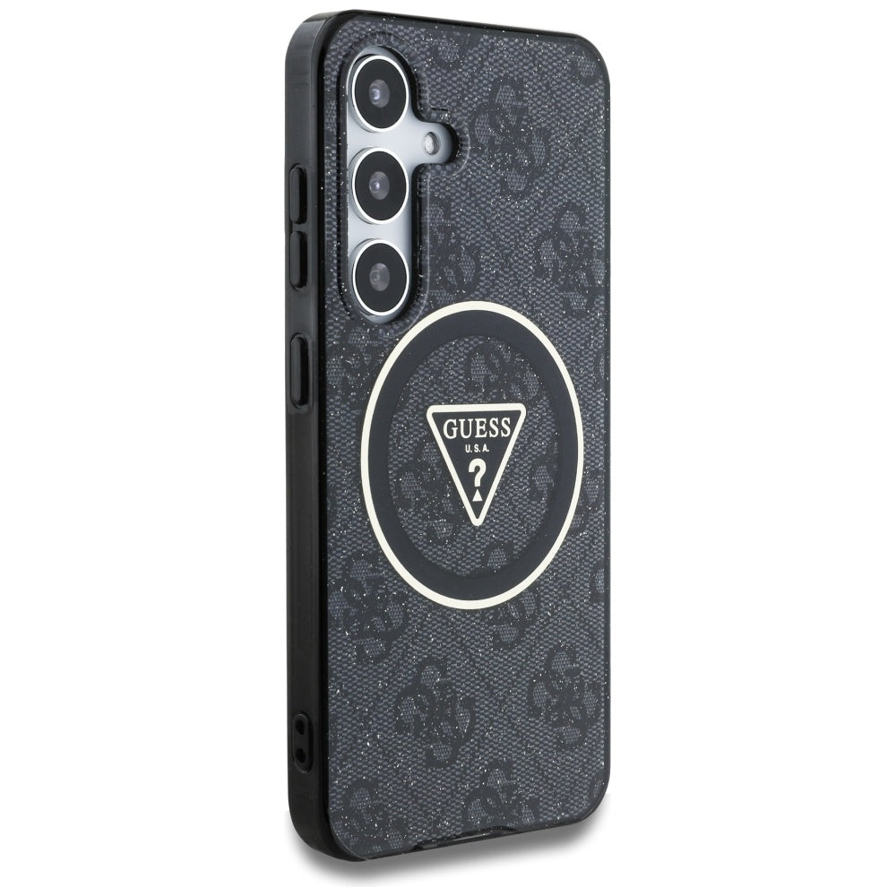 Etui MagSafe dla Samsung Galaxy S25 S931, Guess, IML Glitter 4G Circle Triangle, Czarne