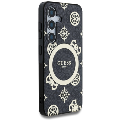Etui MagSafe dla Samsung Galaxy S25 S931, Guess, IML Peony On 4G Background, Czarne