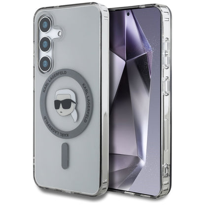 Etui MagSafe dla Samsung Galaxy S25 S931, Karl Lagerfeld, IML Karl's Head, Czarne