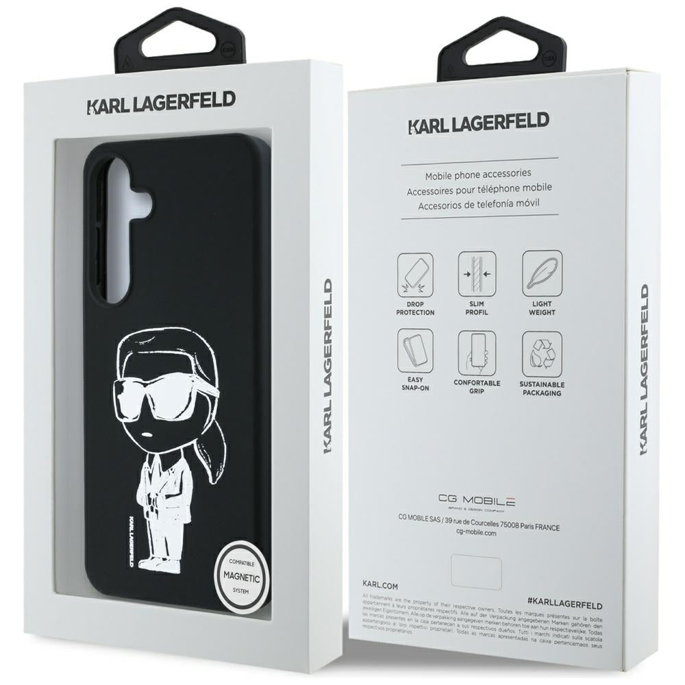Etui MagSafe dla Samsung Galaxy S25 S931, Karl Lagerfeld, Silikonowe Graffiti, Czarne