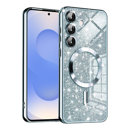 Etui MagSafe do Samsung Galaxy S25 S931, Techsuit, Luxury Glitter, Bleu