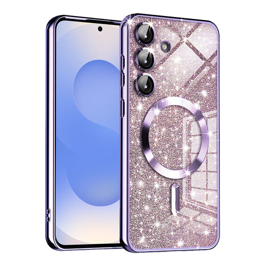 Etui MagSafe do Samsung Galaxy S25 S931, Techsuit, Luxury Glitter, Jasny Fiolet