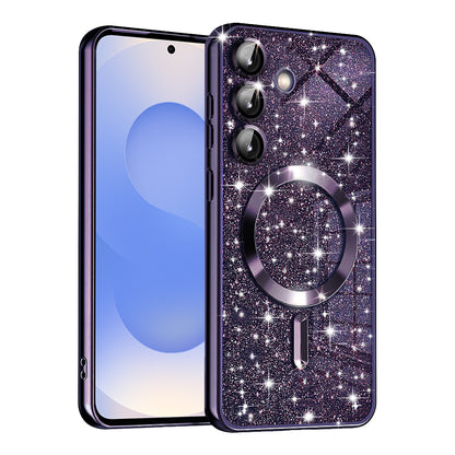 Etui MagSafe do Samsung Galaxy S25 S931, Techsuit, Luxury Glitter, Ciemny Fiolet