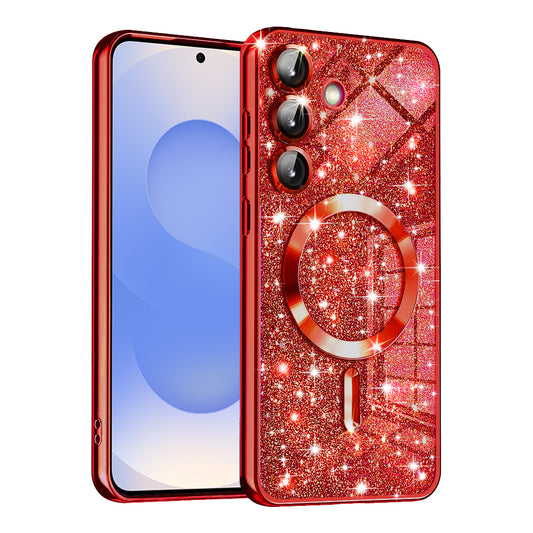 Etui MagSafe do Samsung Galaxy S25 S931, Techsuit, Luxury Glitter, Czerwony
