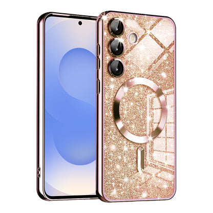 Etui MagSafe do Samsung Galaxy S25 S931, Techsuit, Luxury Glitter, Różowe Złoto