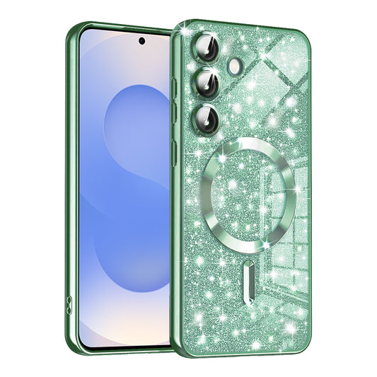Etui MagSafe do Samsung Galaxy S25 S931, Techsuit, Luxury Glitter, Jasnozielony