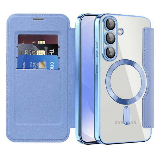 Etui MagSafe do Samsung Galaxy S25 S931, Techsuit, SmartMag Book, Niebieski