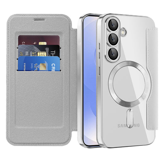 Etui MagSafe do Samsung Galaxy S25 S931, Techsuit, SmartMag Book, Szary