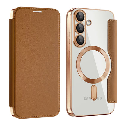 Etui MagSafe do Samsung Galaxy S25 S931, Techsuit, SmartMag Book, Brązowy