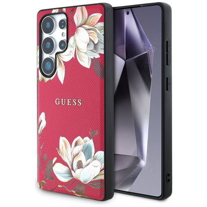 Etui MagSafe dla Samsung Galaxy S25 Ultra S938, Guess, Grained Flowers, Fuksja