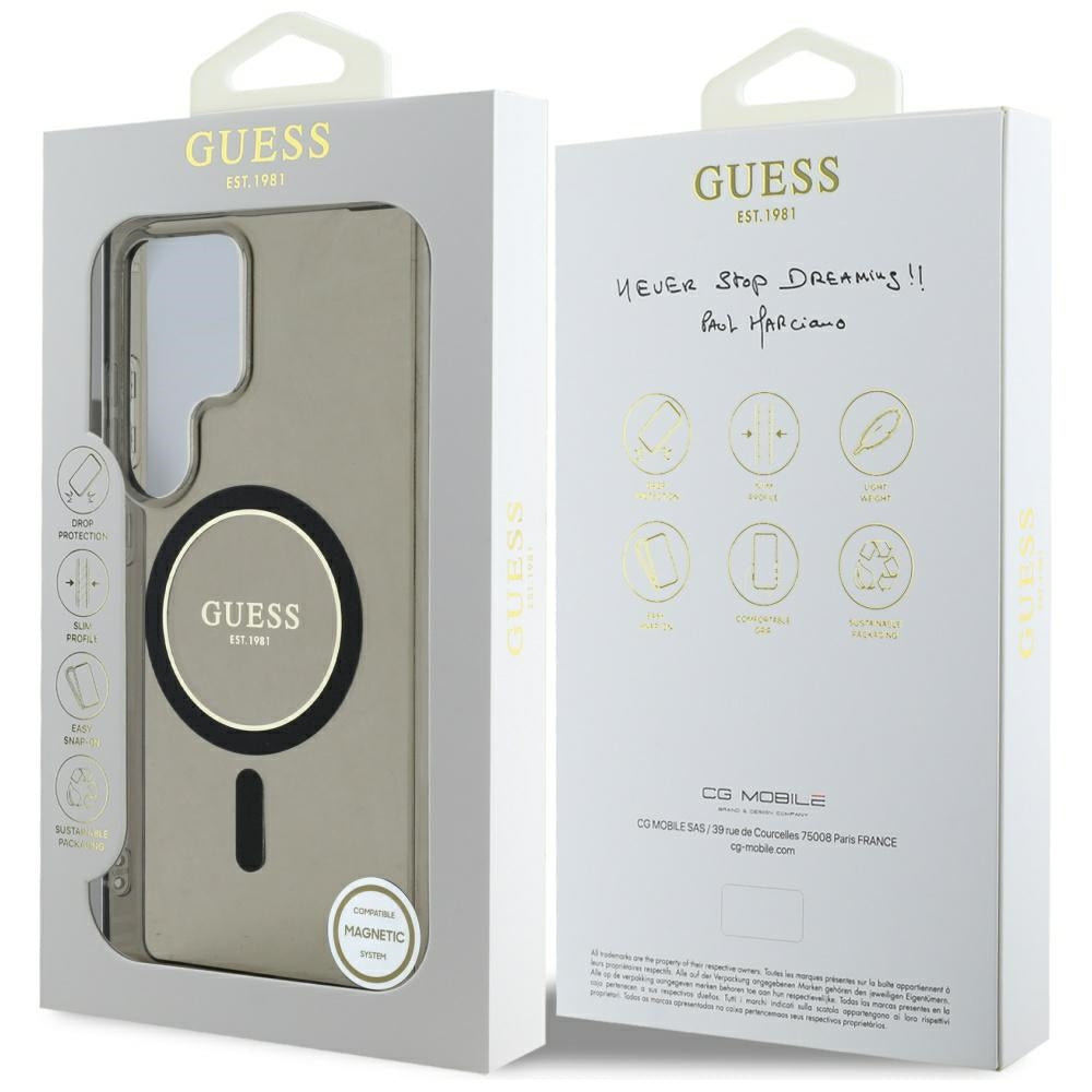 Etui MagSafe dla Samsung Galaxy S25 Ultra S938, Guess, IML Glitter Circle, Czarne