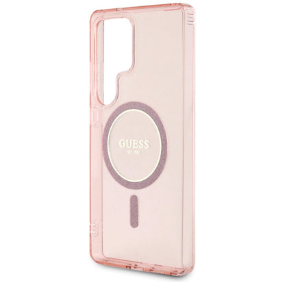 MagSafe Case for Samsung Galaxy S25 Ultra S938, Guess, IML Glitter Circle, Pink
