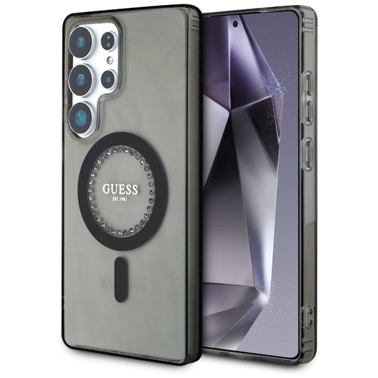 Etui MagSafe dla Samsung Galaxy S25 Ultra S938, Guess, IML Rhinestone, Czarne