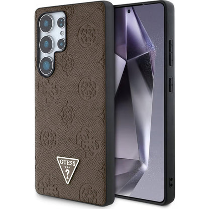 Etui MagSafe dla Samsung Galaxy S25 Ultra S938, Guess, Peony Grained Hot Stamp Triangle, Brązowy