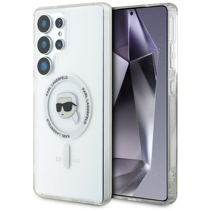 Etui MagSafe dla Samsung Galaxy S25 Ultra S938, Karl Lagerfeld, IML Karl's Head, Białe