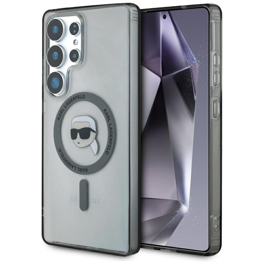 Etui MagSafe dla Samsung Galaxy S25 Ultra S938, Karl Lagerfeld, IML Karl's Head, Czarne