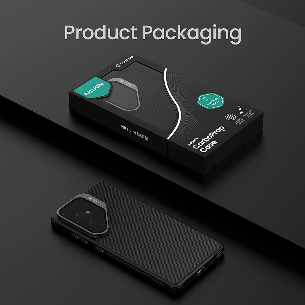 Etui MagSafe do Samsung Galaxy S25 Ultra S938, Nillkin, CarboProp z przezroczystą czarną osłoną obiektywu, czarne