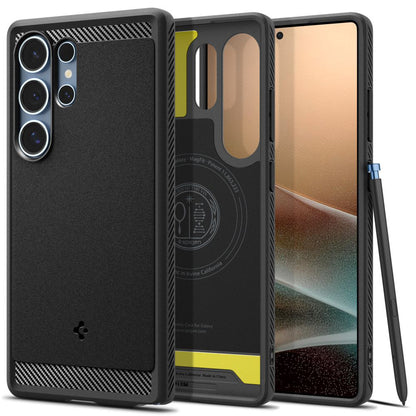 Etui MagSafe dla Samsung Galaxy S25 Ultra S938, Spigen, Rugged Armor, Matowe Czarne ACS08951