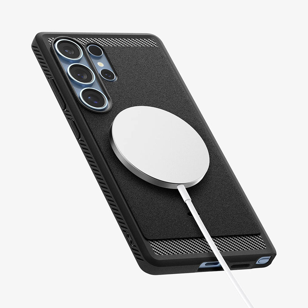 Etui MagSafe dla Samsung Galaxy S25 Ultra S938, Spigen, Rugged Armor, Matowe Czarne ACS08951