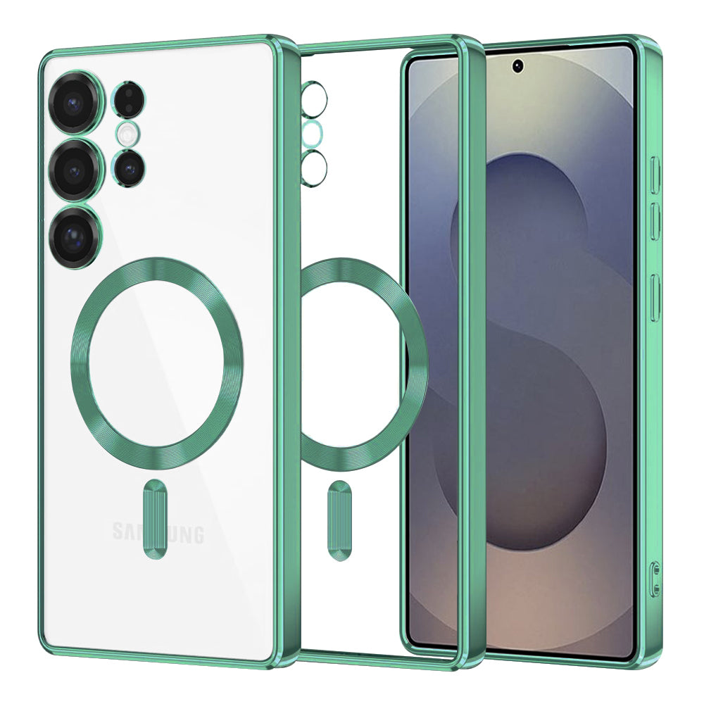 MagSafe Case for Samsung Galaxy S25 Ultra S938, Techsuit, Luxury Crystal, Light Green