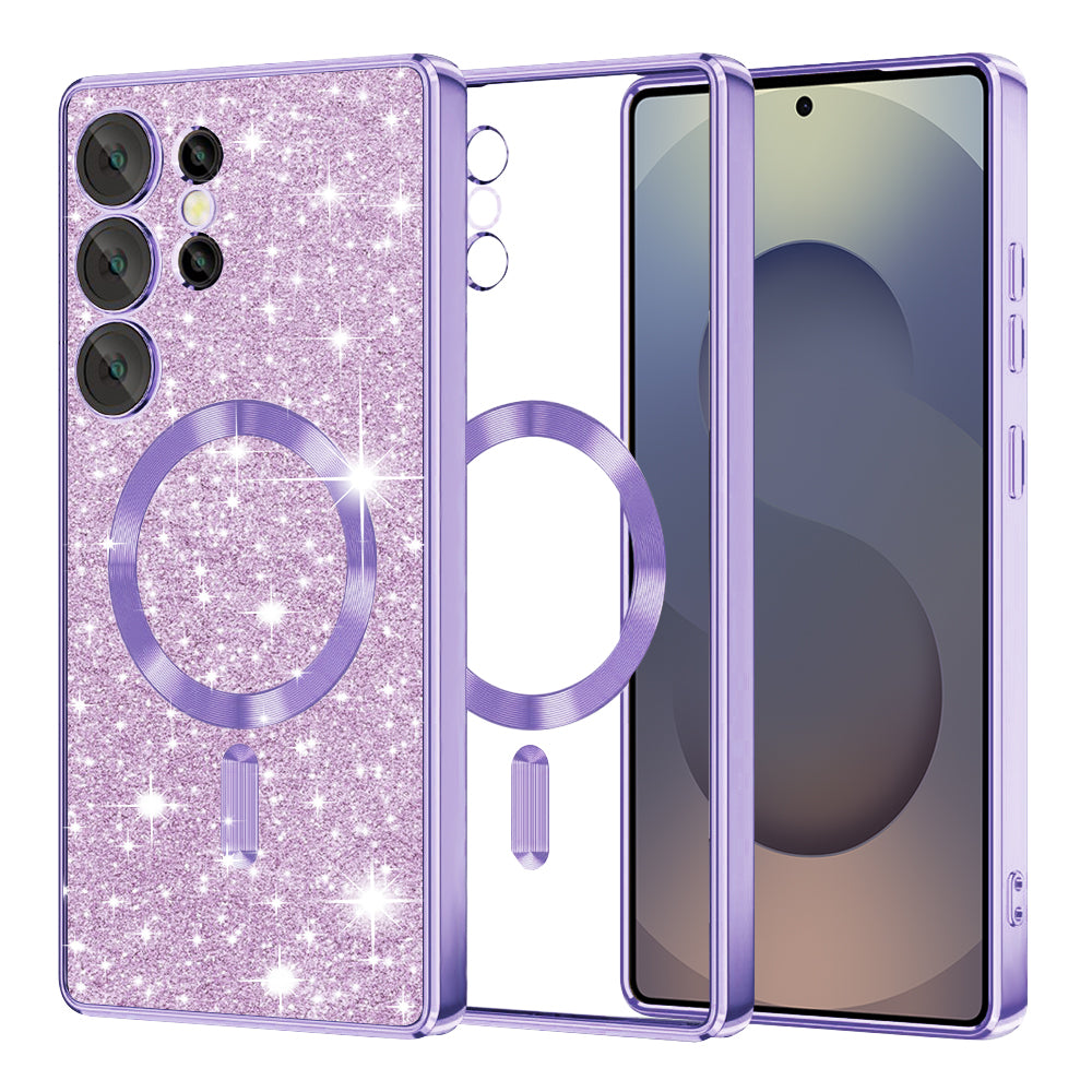 Etui MagSafe do Samsung Galaxy S25 Ultra S938, Techsuit, Luxury Glitter, Jasnofioletowy