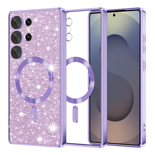 Etui MagSafe do Samsung Galaxy S25 Ultra S938, Techsuit, Luxury Glitter, Jasnofioletowy