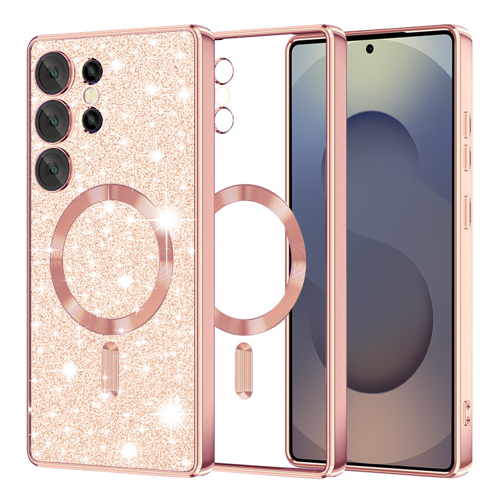 Etui MagSafe do Samsung Galaxy S25 Ultra S938, Techsuit, Luxury Glitter, Różowe Złoto