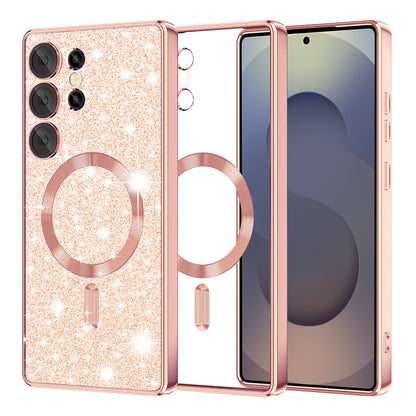 Etui MagSafe do Samsung Galaxy S25 Ultra S938, Techsuit, Luxury Glitter, Różowe Złoto