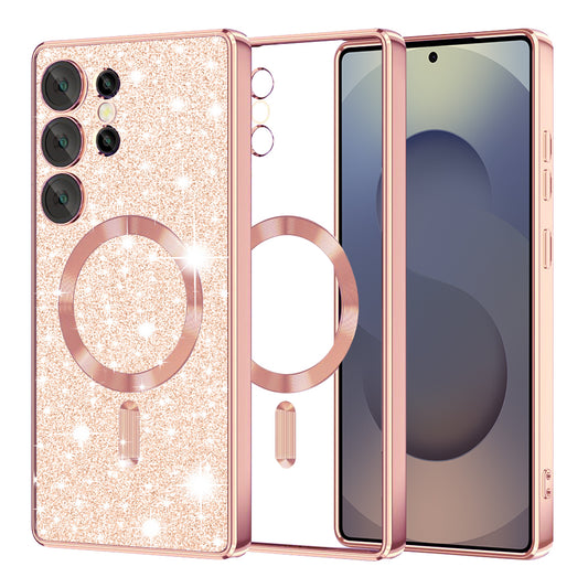 Etui MagSafe do Samsung Galaxy S25 Ultra S938, Techsuit, Luxury Glitter, Różowe Złoto