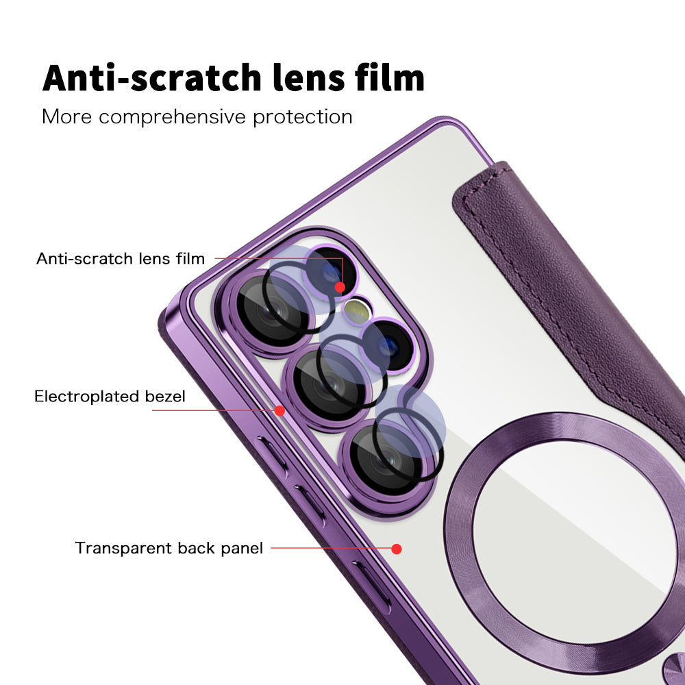MagSafe Case for Samsung Galaxy S25 Ultra S938, Techsuit, SmartMag Book, Purple