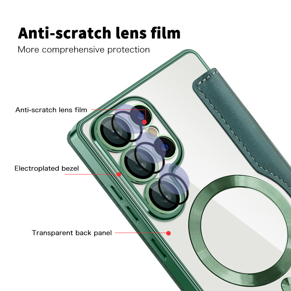 Etui MagSafe do Samsung Galaxy S25 Ultra S938, Techsuit, SmartMag Book, Zielony