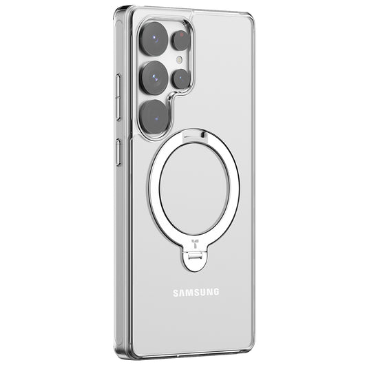 Etui MagSafe dla Samsung Galaxy S25 Ultra S938, Torras, Ostand Spin, Przezroczyste