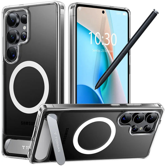 Etui MagSafe dla Samsung Galaxy S25 Ultra S938, Torras, Pstand, Przezroczyste