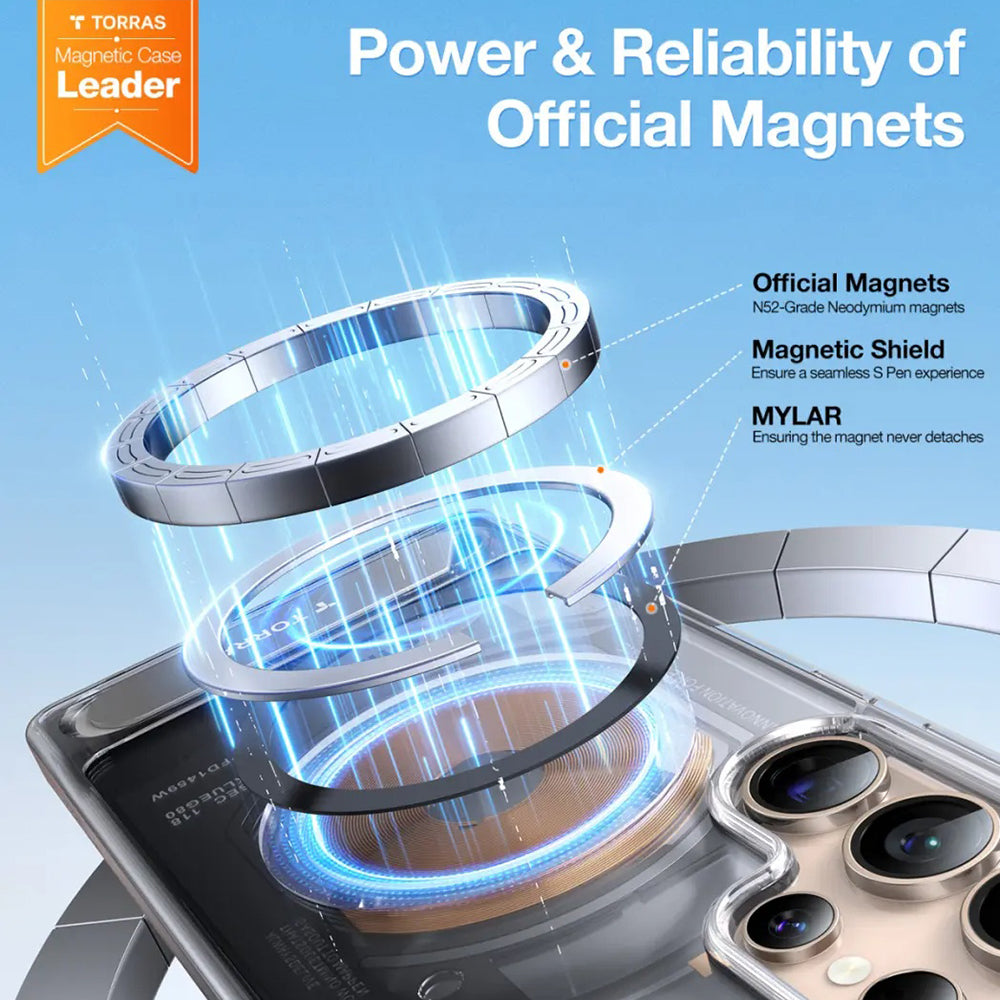 Etui MagSafe dla Samsung Galaxy S25 Ultra S938, Torras, Pstand, Przezroczyste