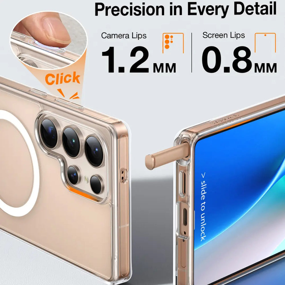 Etui MagSafe dla Samsung Galaxy S25 Ultra S938, Torras, Pstand, Przezroczyste