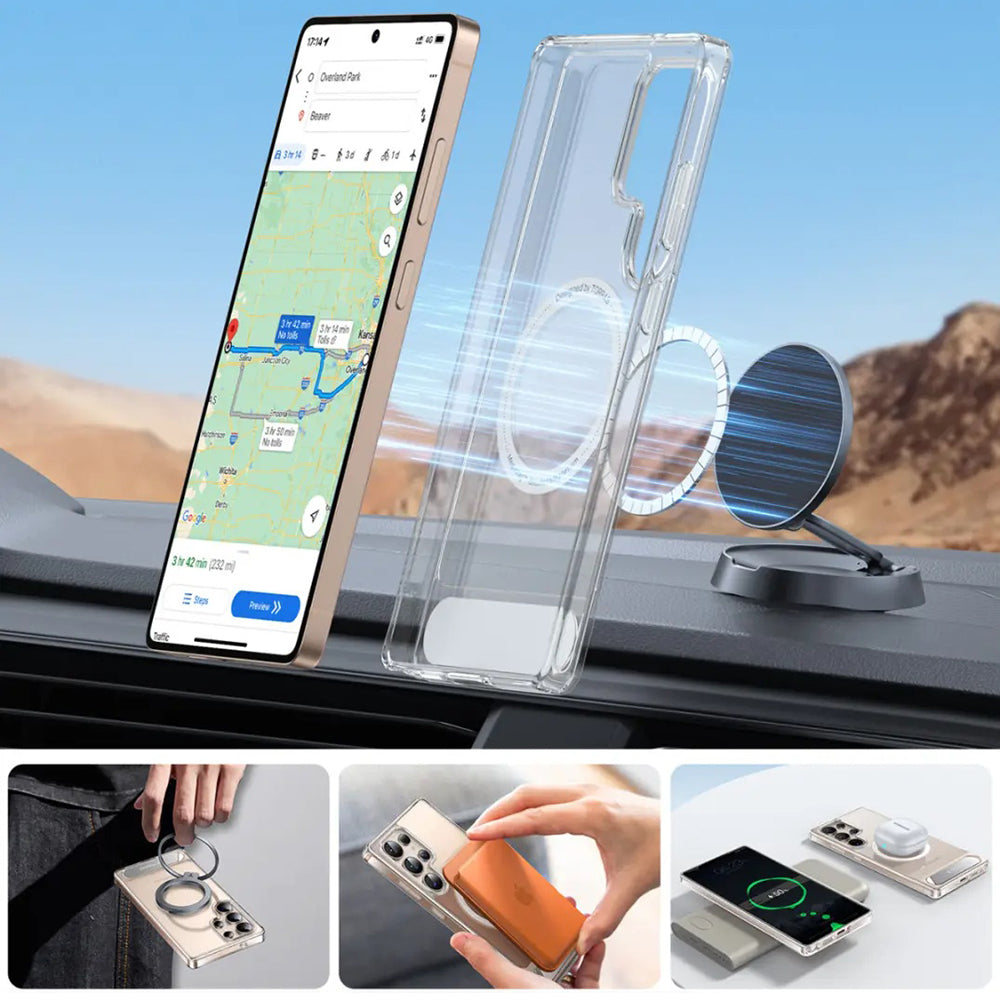 Etui MagSafe dla Samsung Galaxy S25 Ultra S938, Torras, Pstand, Przezroczyste