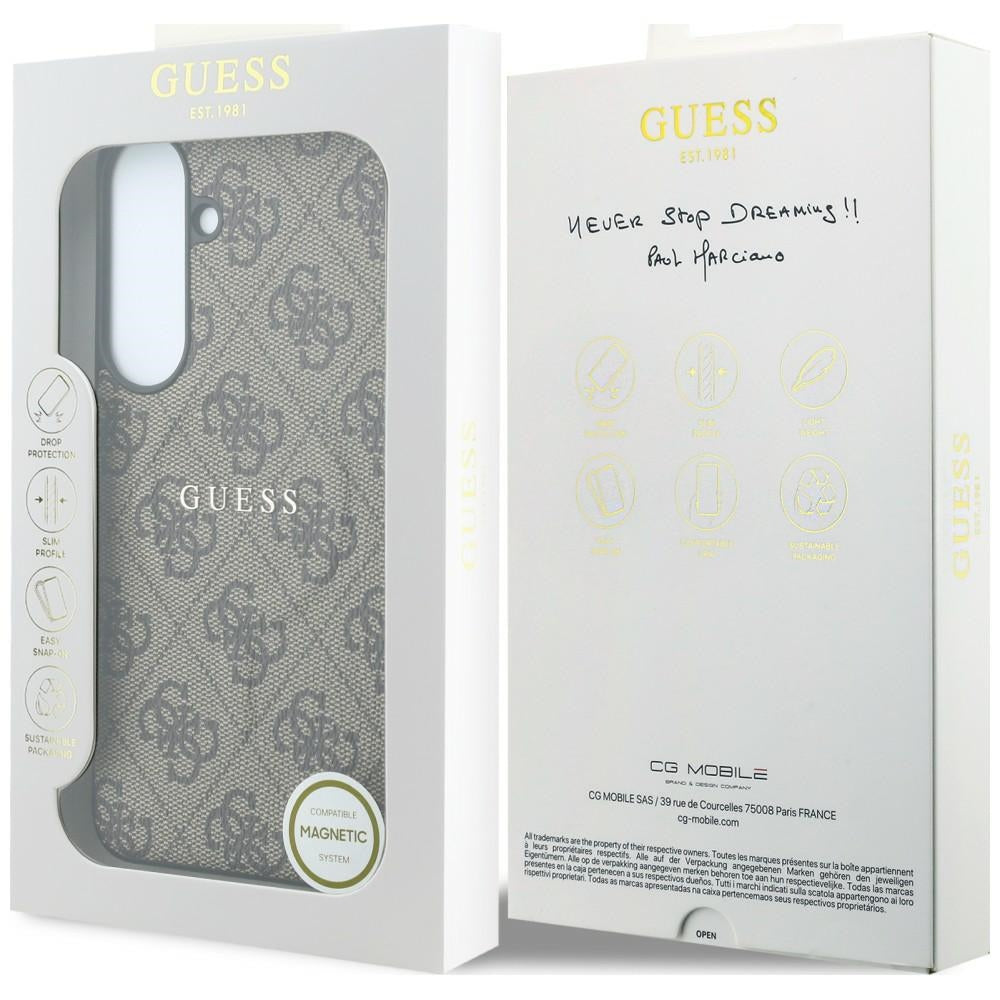 Etui MagSafe do Samsung Galaxy S26 FE S741, Guess, 4G Embossed Ring Classic Logo, brązowe
