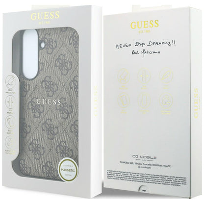 Etui MagSafe do Samsung Galaxy S26 FE S741, Guess, 4G Embossed Ring Classic Logo, brązowe