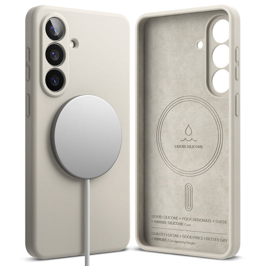 Etui MagSafe dla Samsung Galaxy S26 Plus, Ringke, Silikonowe, Kremowe