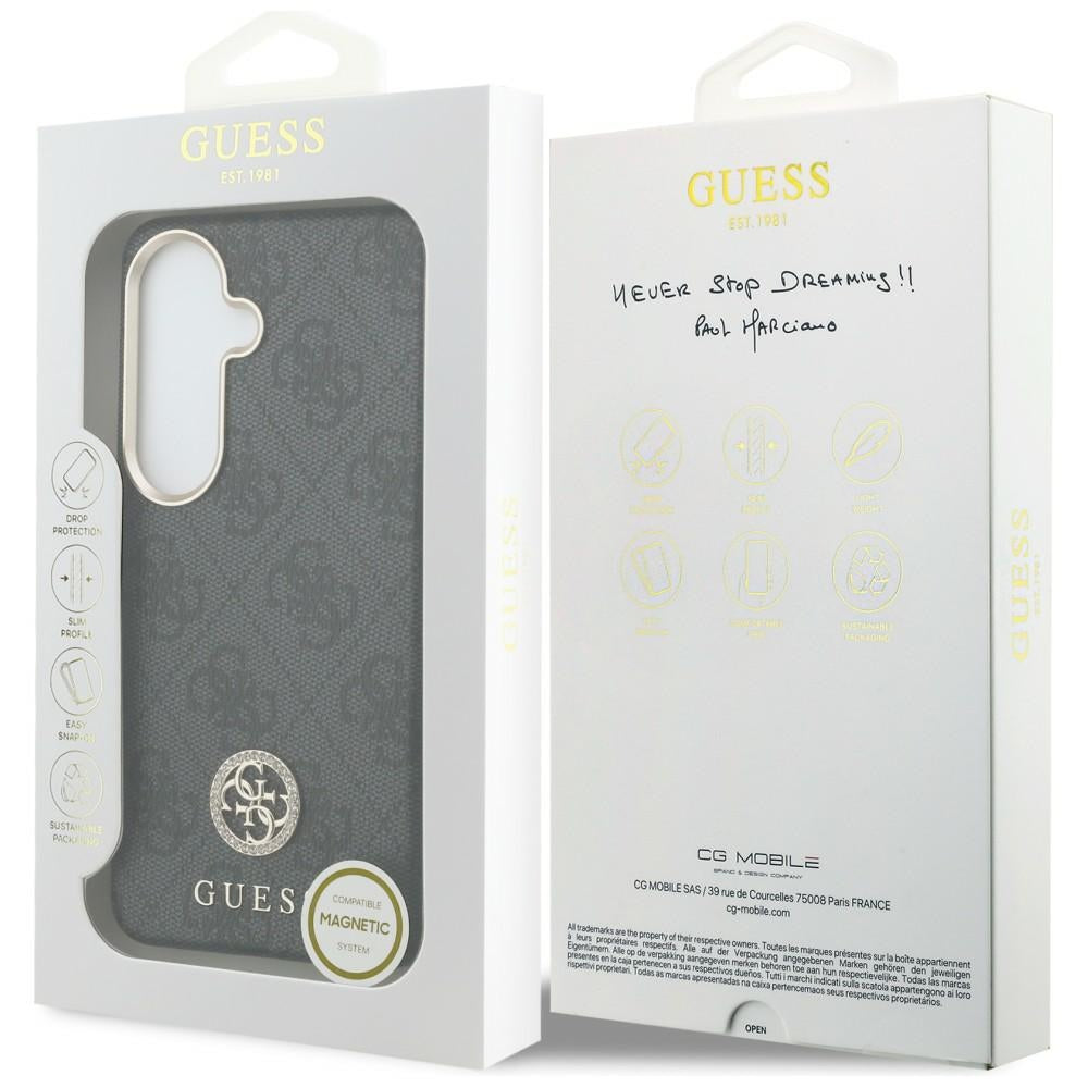 Etui MagSafe do Samsung Galaxy S26 Plus S947, Guess, 4G Rhinestone Round Logo, czarne