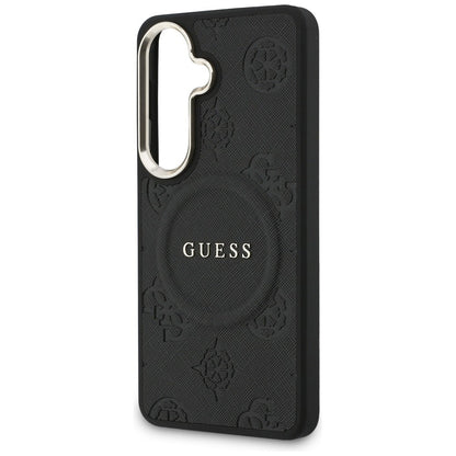 Etui MagSafe dla Samsung Galaxy S26 Plus S947, GUESS, Saffiano Peony Embossed Ring, Czarne