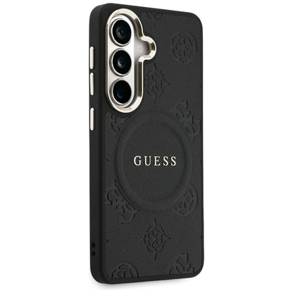 Etui MagSafe dla Samsung Galaxy S26 Plus S947, GUESS, Saffiano Peony Embossed Ring, Czarne