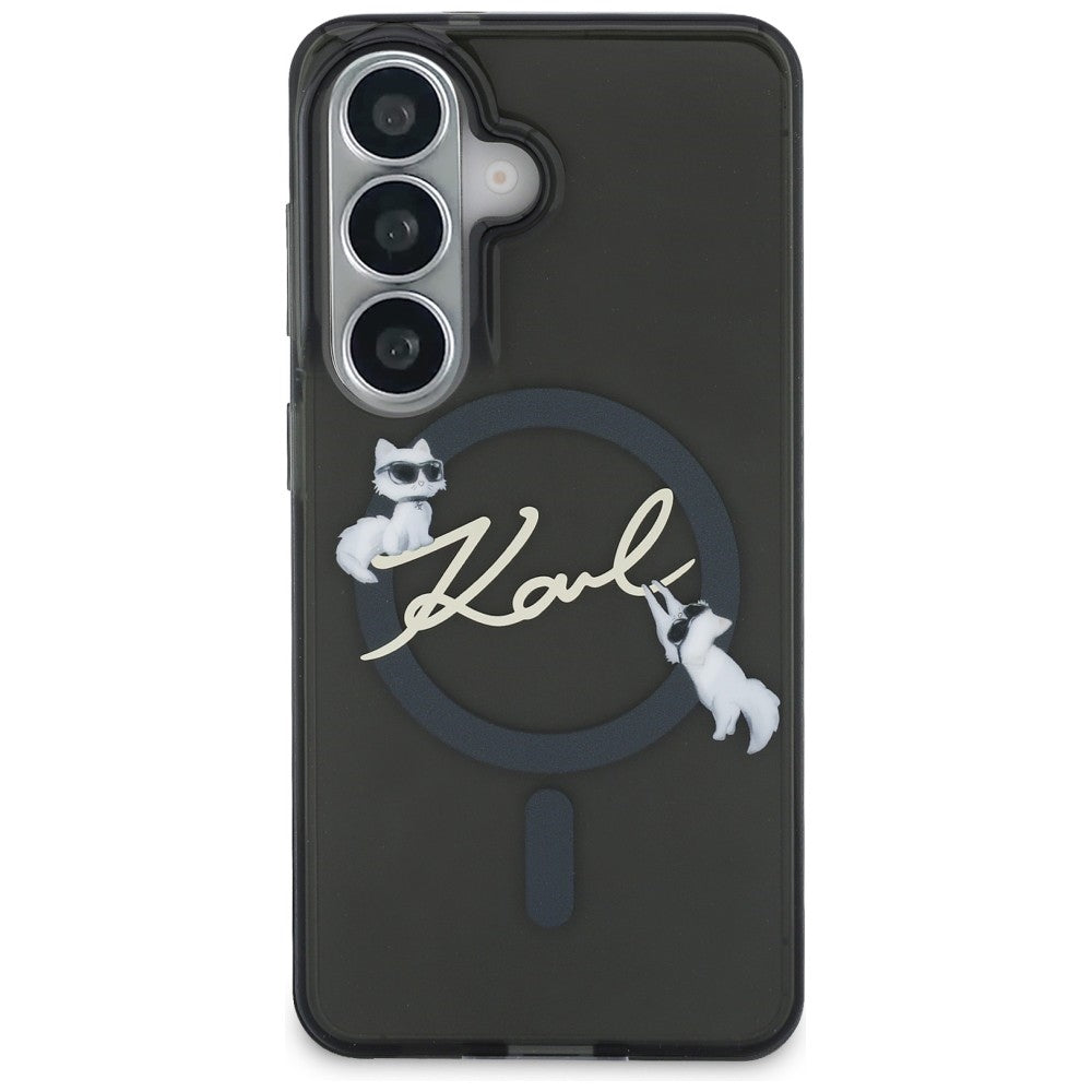 Etui MagSafe do Samsung Galaxy S26 Plus S947, Karl Lagerfeld, IML Choupette Karl Script Logo, Czarny