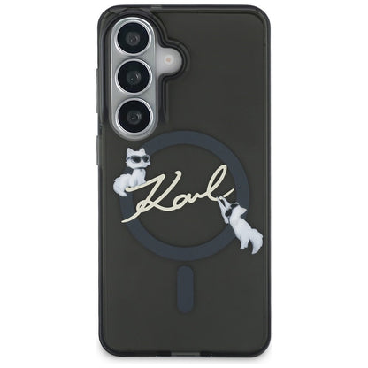Etui MagSafe do Samsung Galaxy S26 Plus S947, Karl Lagerfeld, IML Choupette Karl Script Logo, Czarny