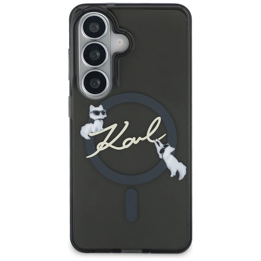 Etui MagSafe do Samsung Galaxy S26 Plus S947, Karl Lagerfeld, IML Choupette Karl Script Logo, Czarny