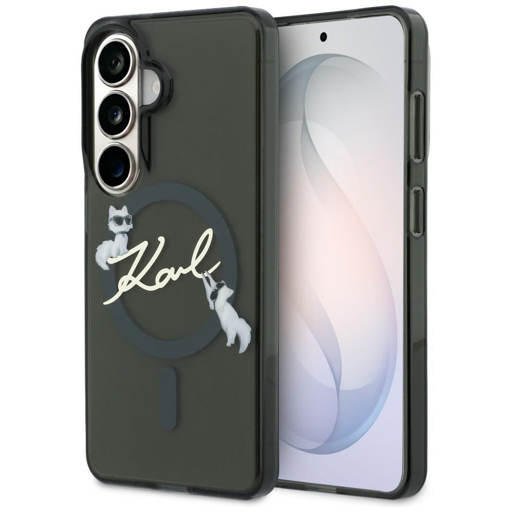Etui MagSafe do Samsung Galaxy S26 Plus S947, Karl Lagerfeld, IML Choupette Karl Script Logo, Czarny