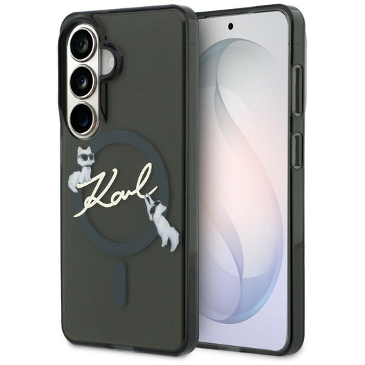 Etui MagSafe do Samsung Galaxy S26 Plus S947, Karl Lagerfeld, IML Choupette Karl Script Logo, Czarny