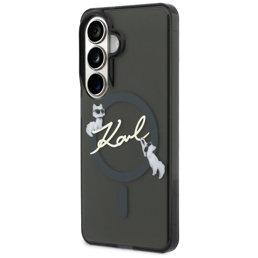 Etui MagSafe do Samsung Galaxy S26 Plus S947, Karl Lagerfeld, IML Choupette Karl Script Logo, Czarny